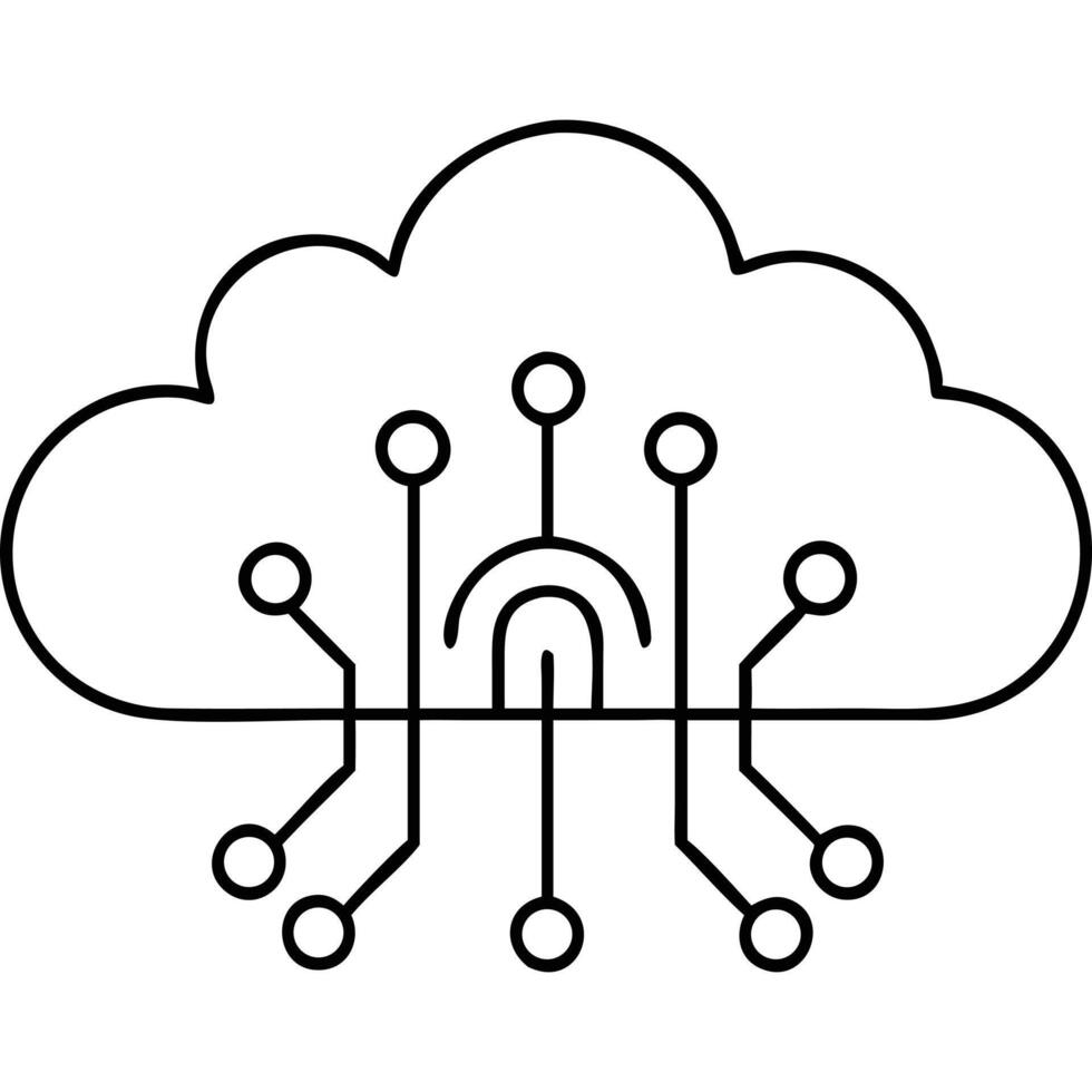 Cloud Icon with Circuit Connections vector