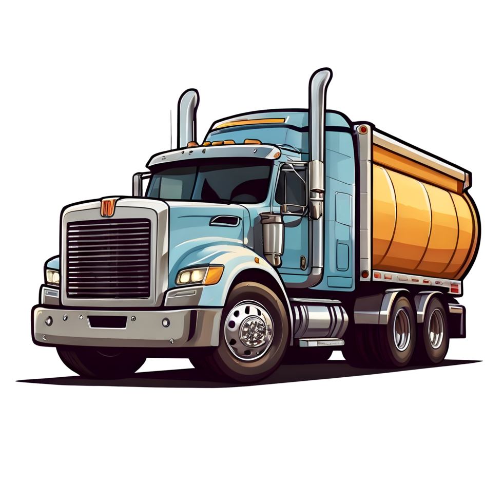 A cartoon truck with a yellow tank on the side png