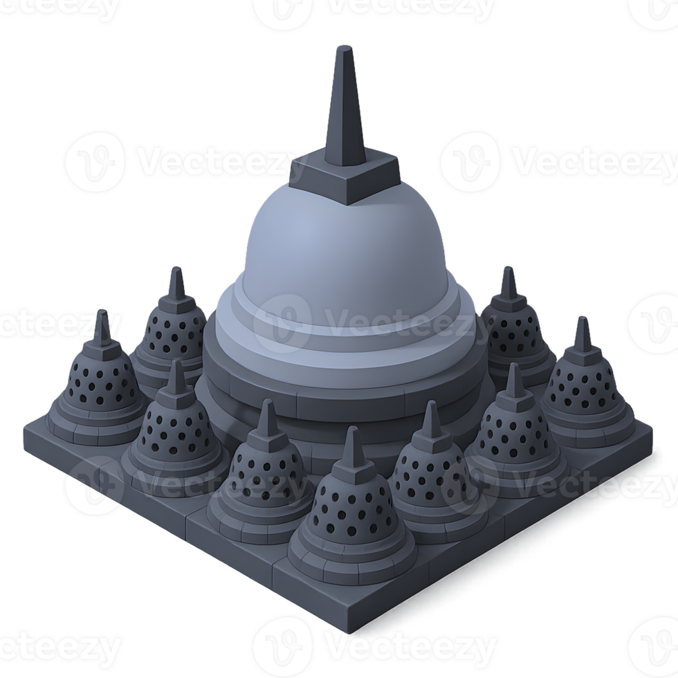 A 3d model of a large building with many domes png