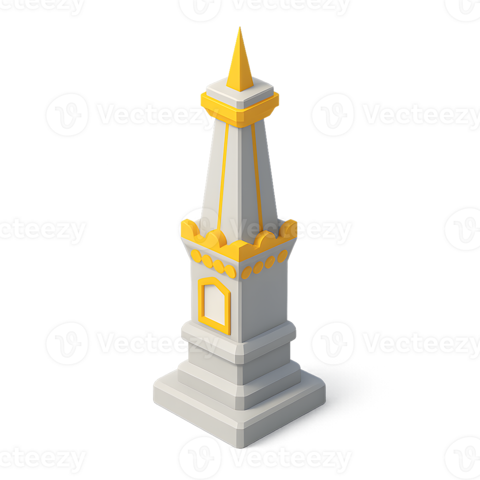 A white and yellow tower with a golden top png