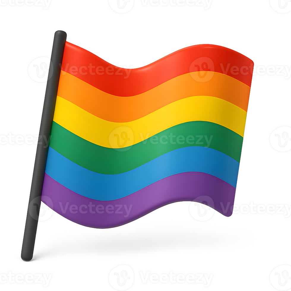 A rainbow flag waving in the wind png