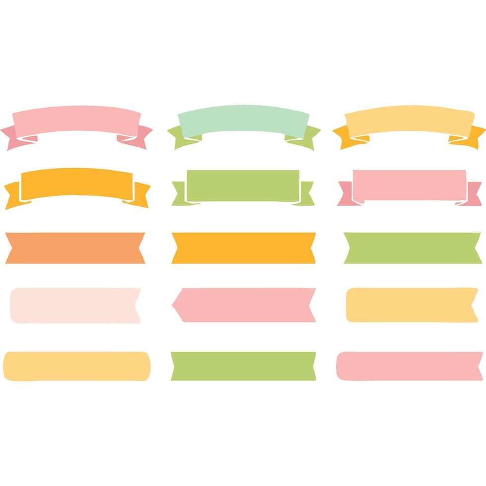 Pastel colored ribbons and banners, perfect for design elements. vector