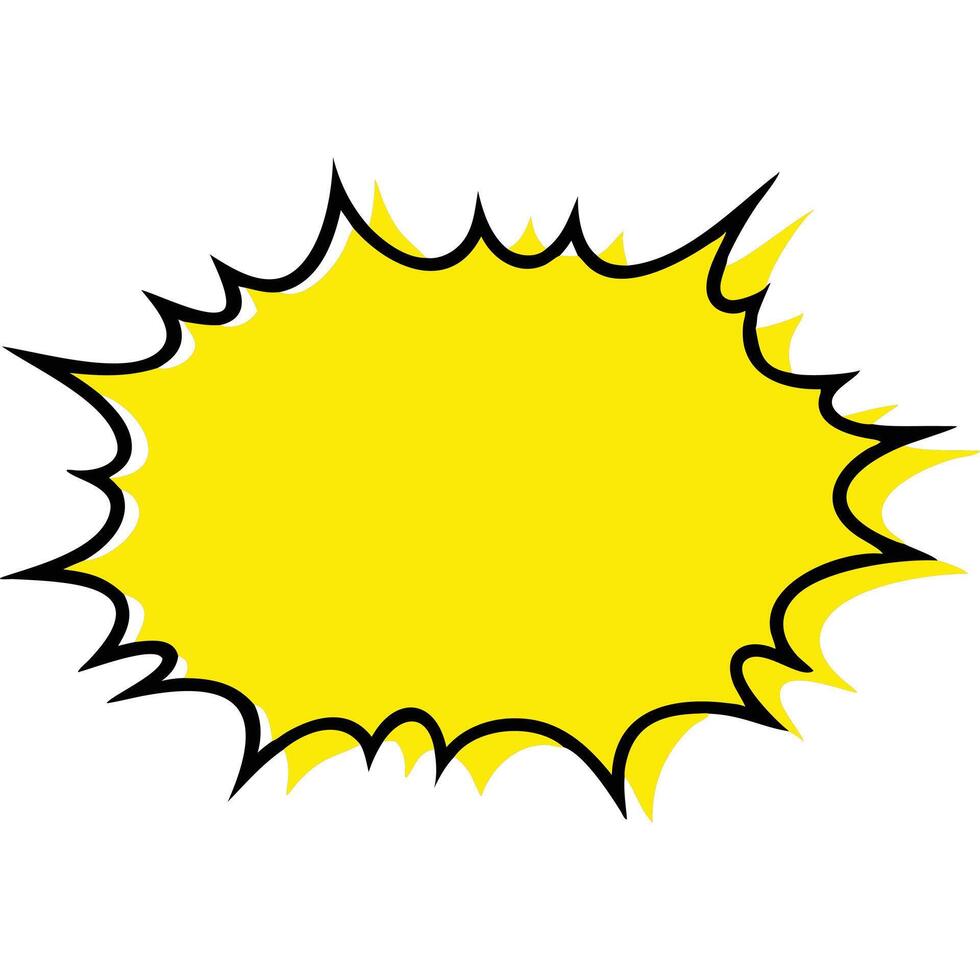Yellow comic book explosion shape, pop art style, blank template. vector