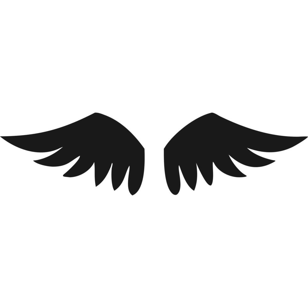 Simple black silhouette of a pair of wings, isolated on white background. vector