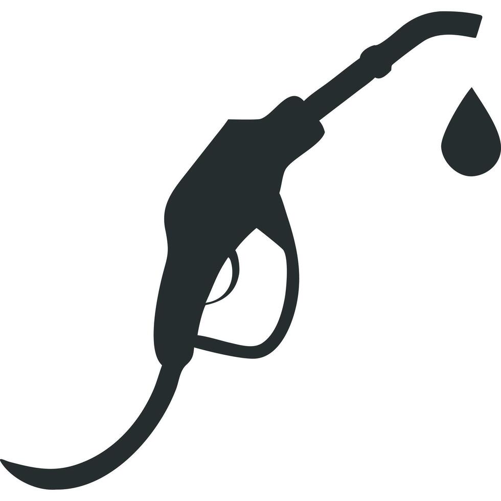 Simple black silhouette of a gas pump nozzle with a fuel drop. vector