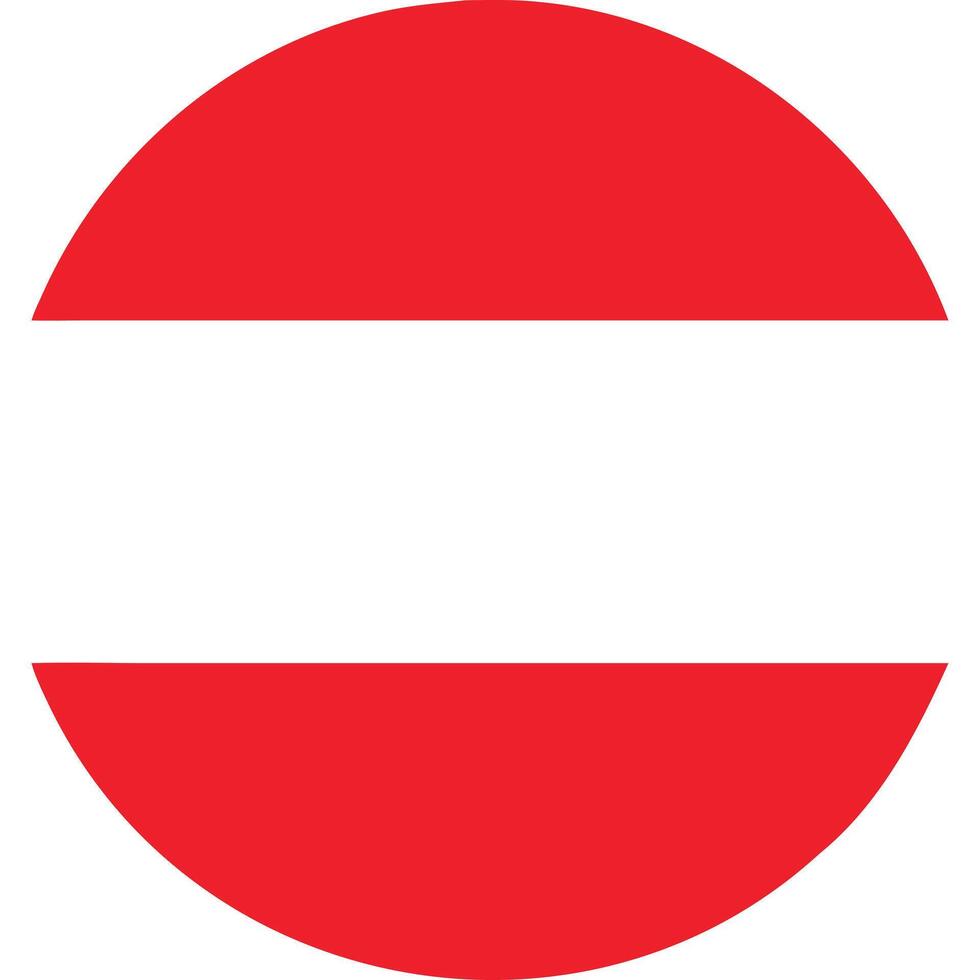Circular Austrian flag design, simple and bold, perfect for patriotic projects. vector