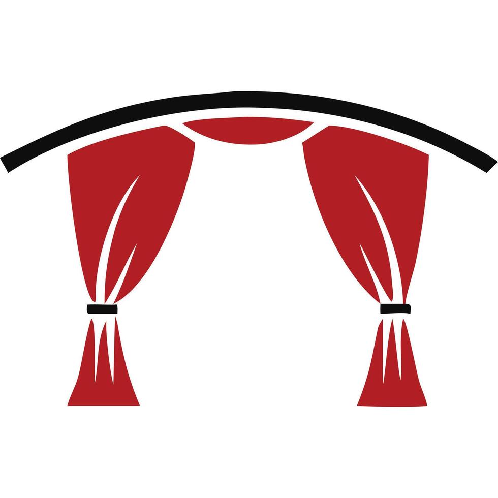 Abstract red curtains with a black rod, perfect for theater, stage, or performance design. vector