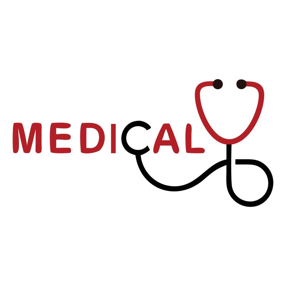 Simple medical logo design featuring a stethoscope and the word 'MEDICAL'. vector
