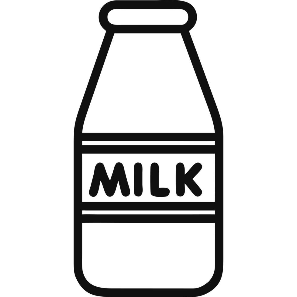 Simple black and white illustration of a milk bottle. vector