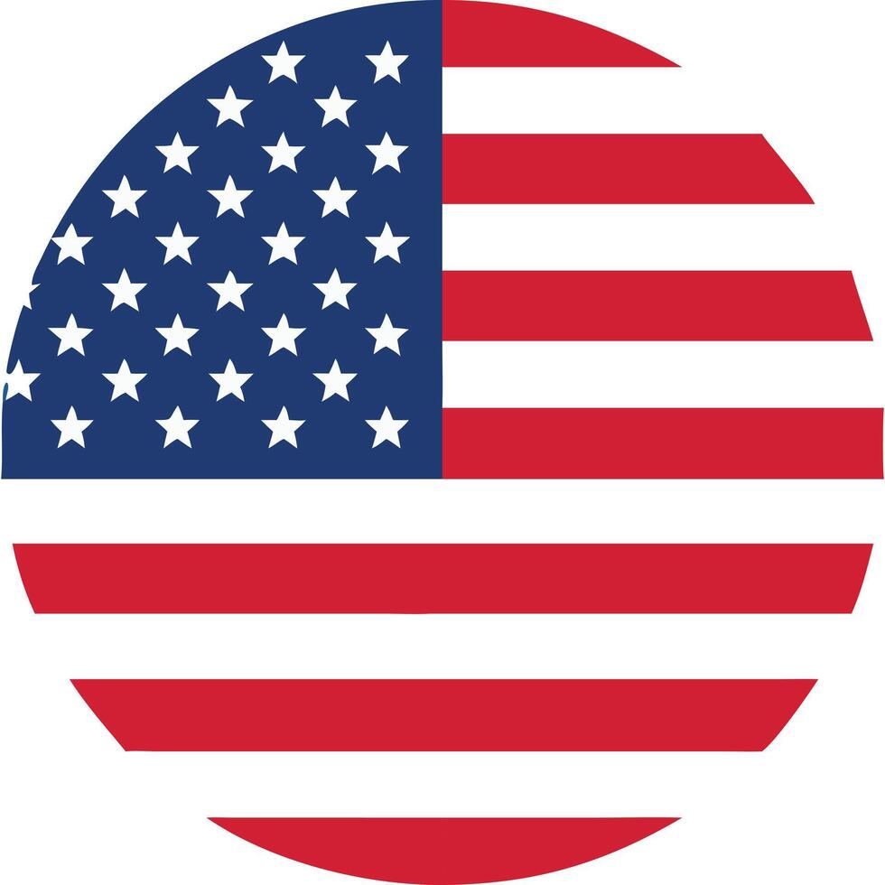 Circular American flag icon, patriotic symbol, USA emblem. vector