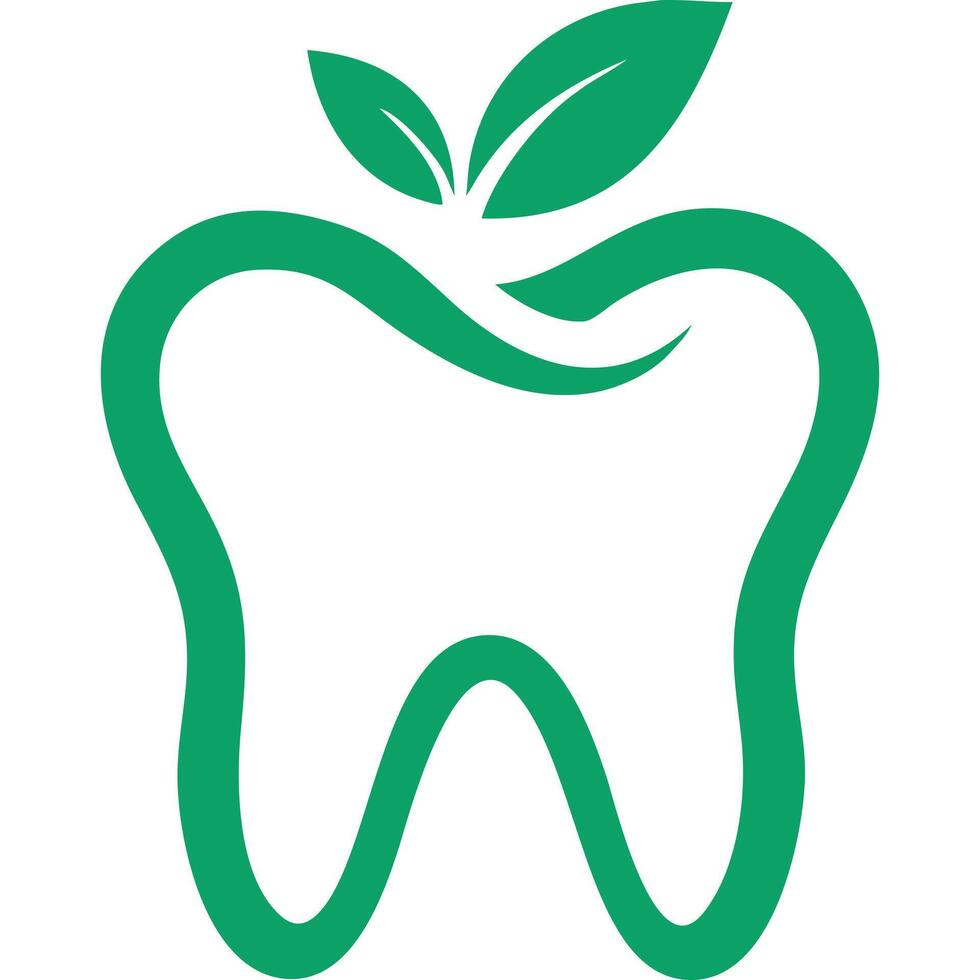 Green tooth logo design, perfect for dental practices focused on natural and sustainable solutions. vector
