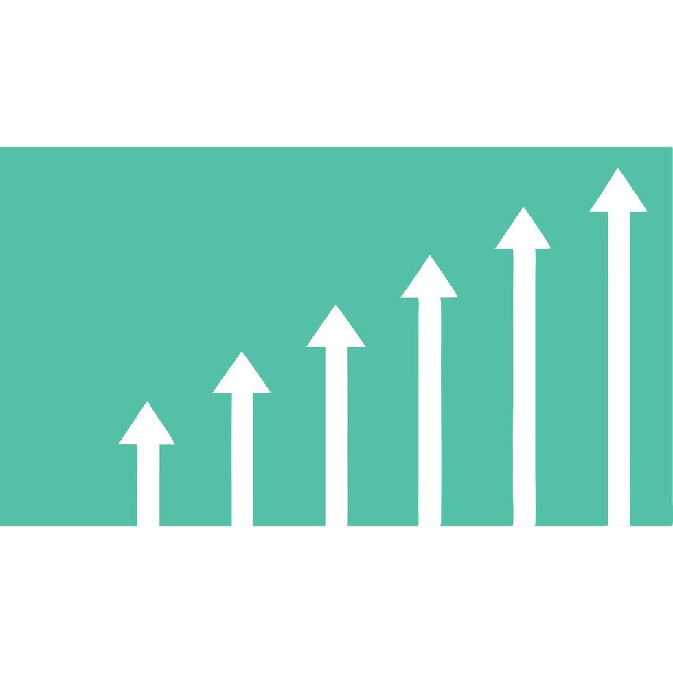 Abstract graphic of five white upward arrows on a teal background, illustrating growth and progress. vector