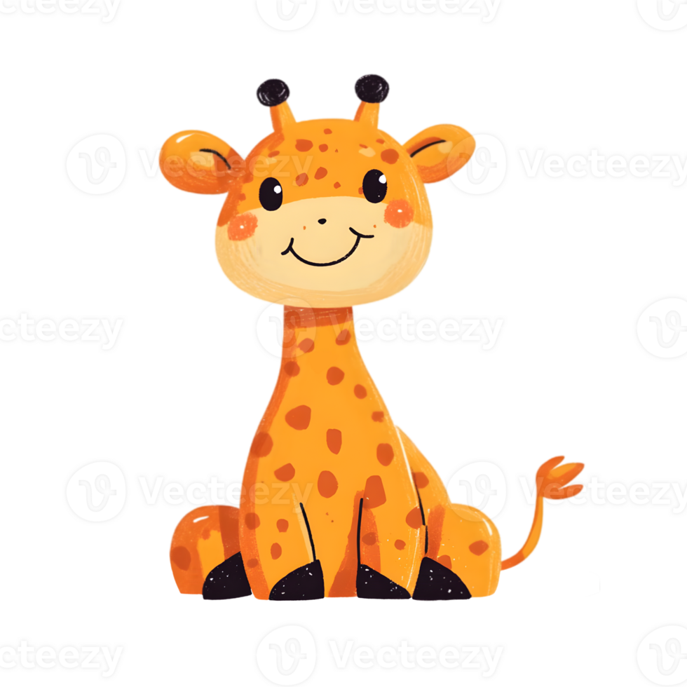 Friendly Sitting Cartoon Giraffe png
