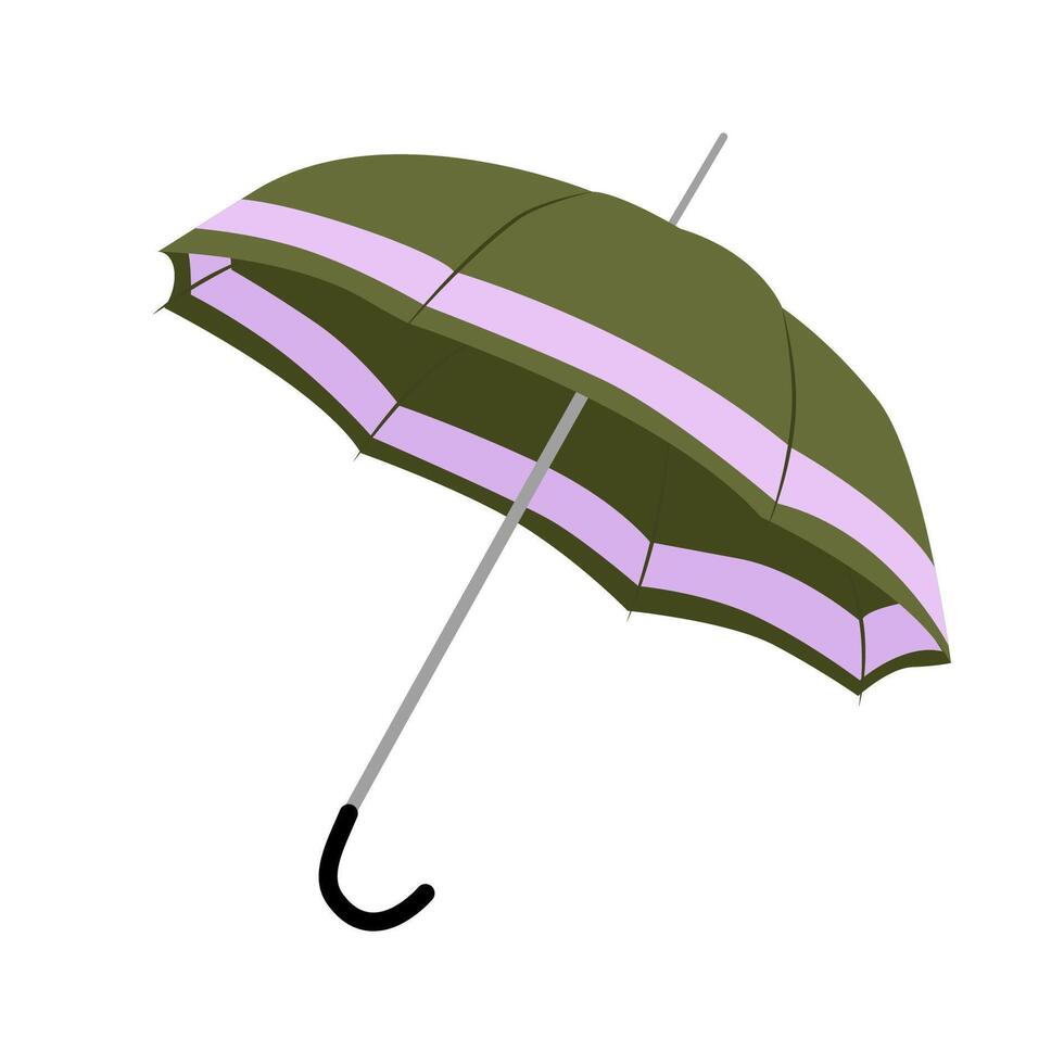 cartoon illustration of a stylish umbrella cane with a stripe. Icon for the web. Isolated on white background. vector