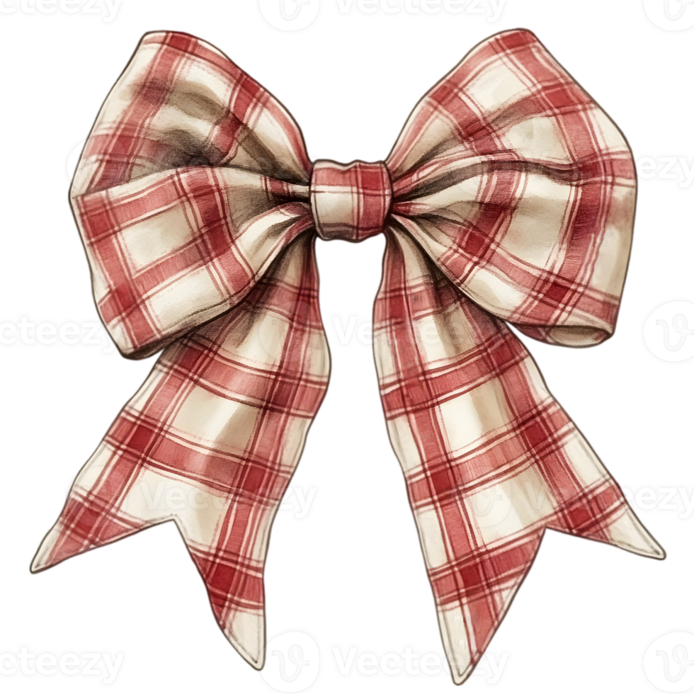 Red and White Plaid Bow png