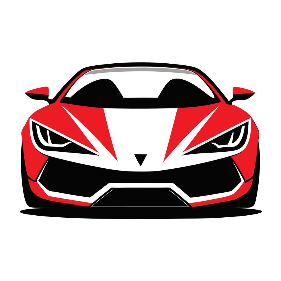 Front view of a red sports car illustration vector