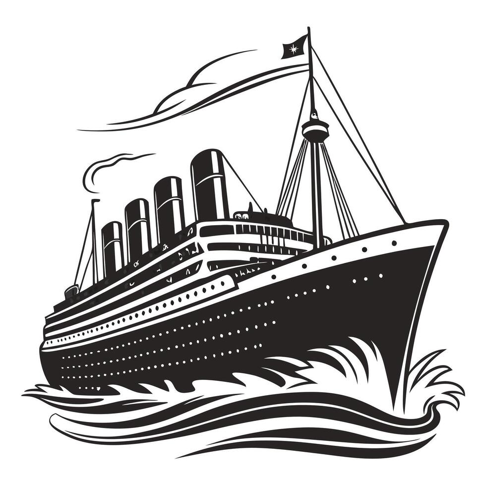 illustration of a large ocean liner steaming on water vector