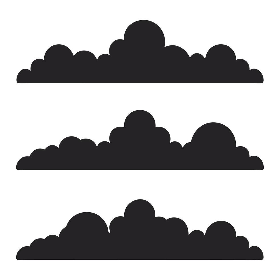 Black cloud silhouettes illustration different cloud shapes simple design vector
