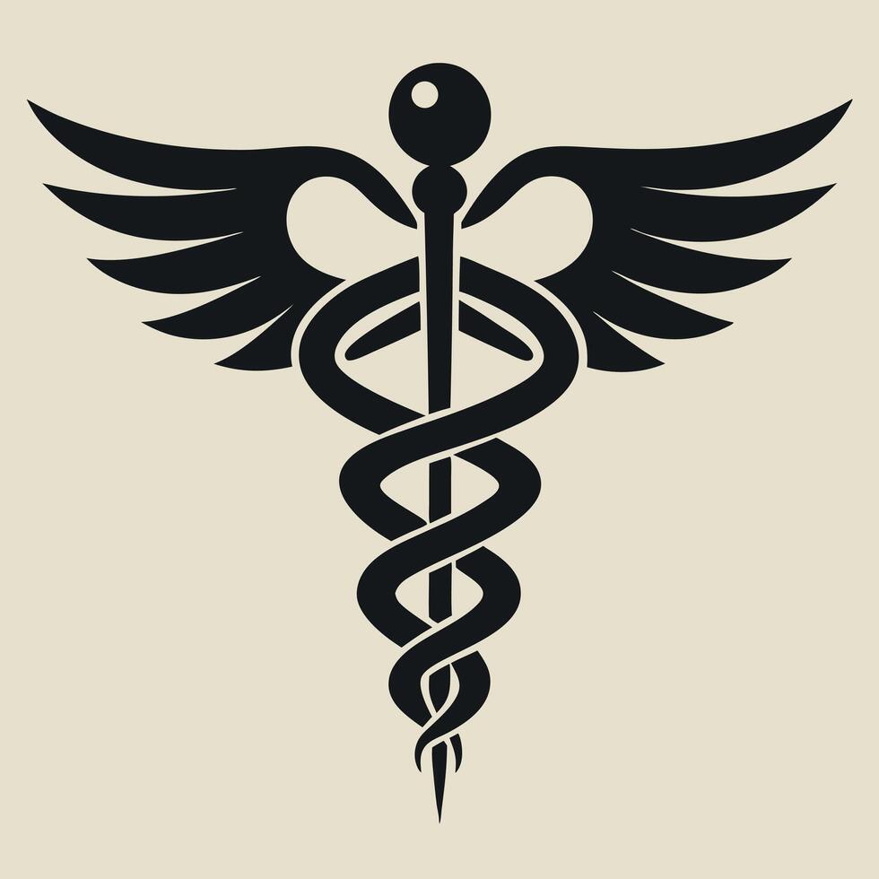 Medical caduceus symbol elegant icon for healthcare and wellness vector