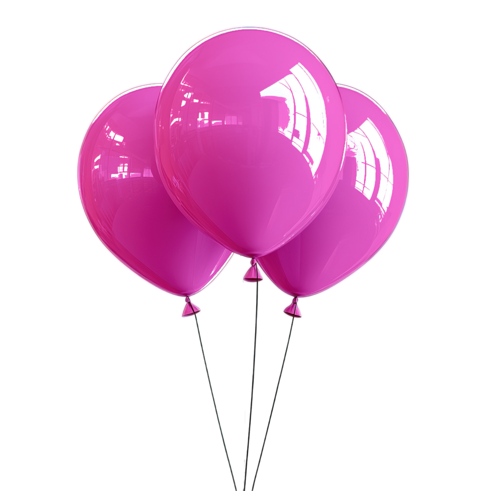 Glossy Pink Balloons Trio, Isolated on Transparent Background png