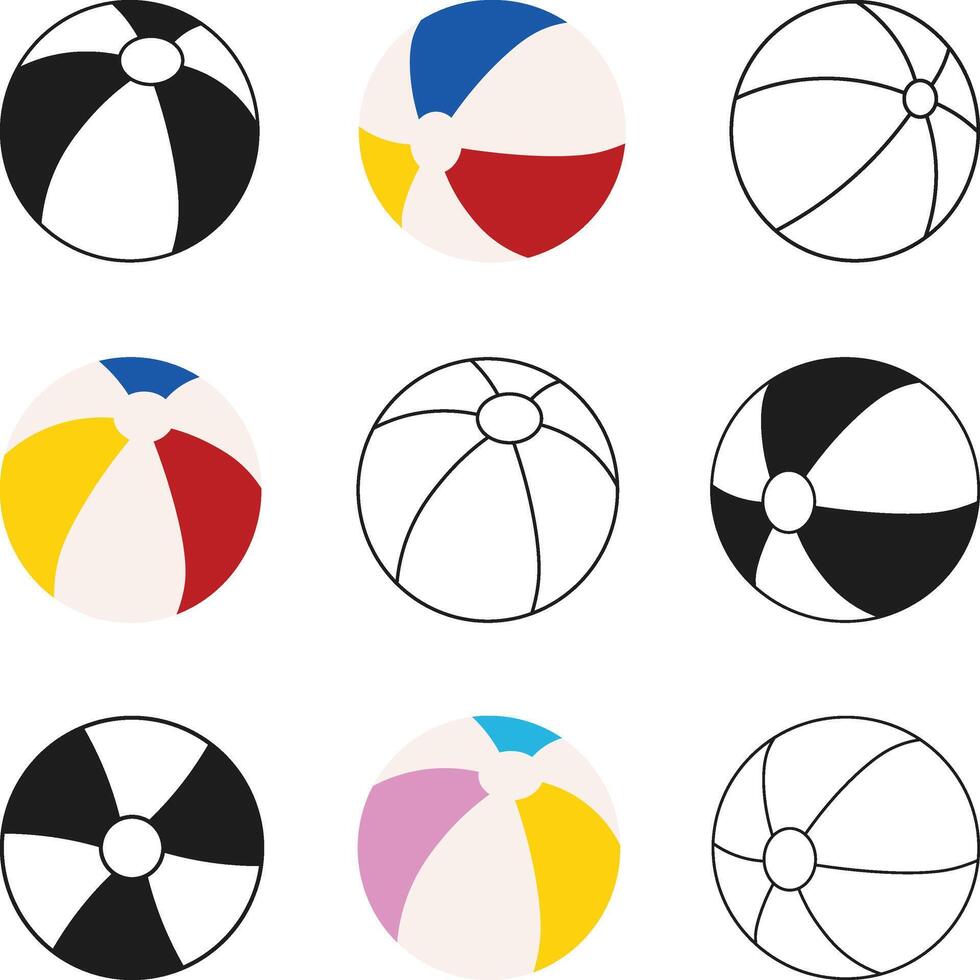 Beach ball illustration Silhouette, Inflatable beach ball, Beach Ball Silhouette, Summer Beach vector