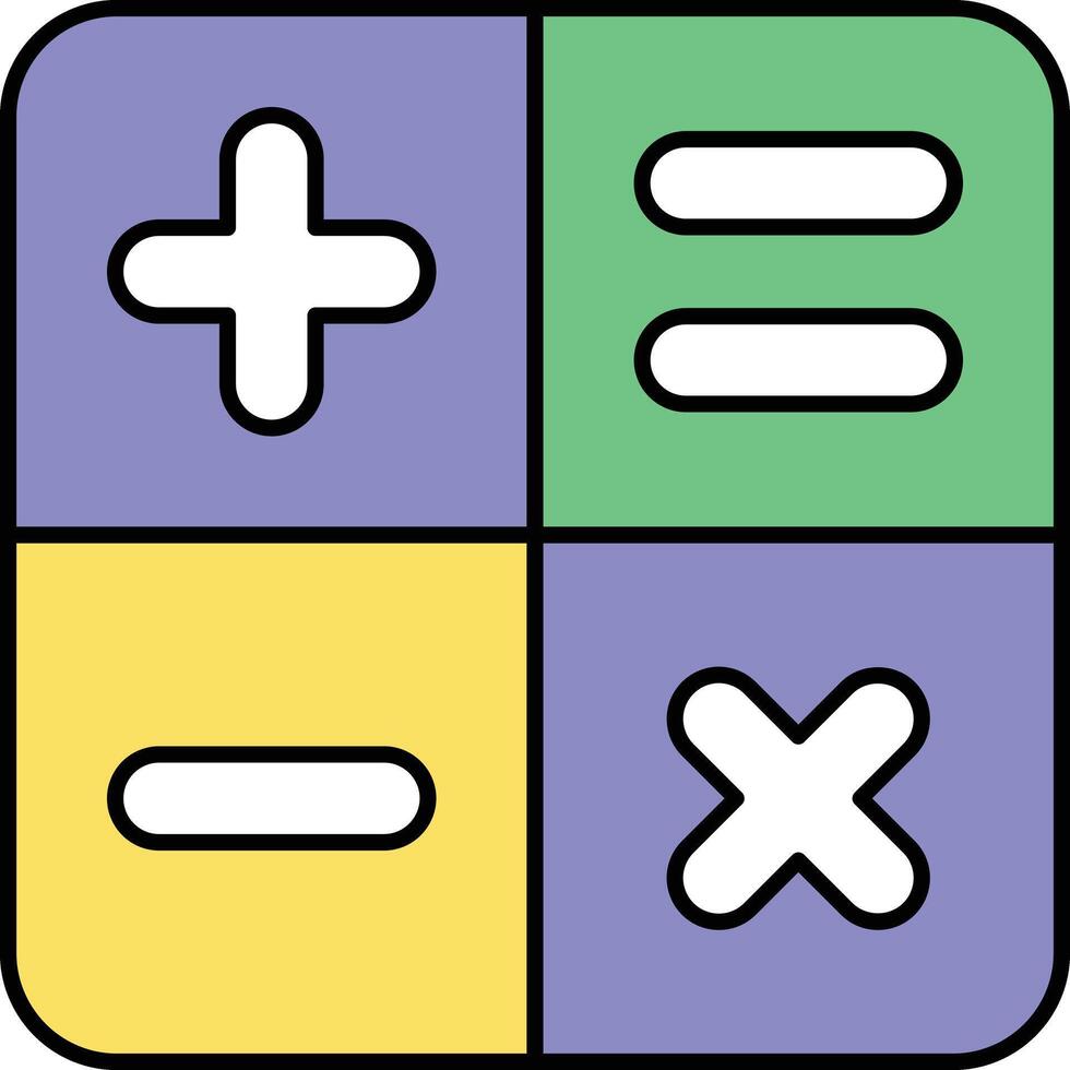Calculation Sign Color Outline Icons and illustration design vector