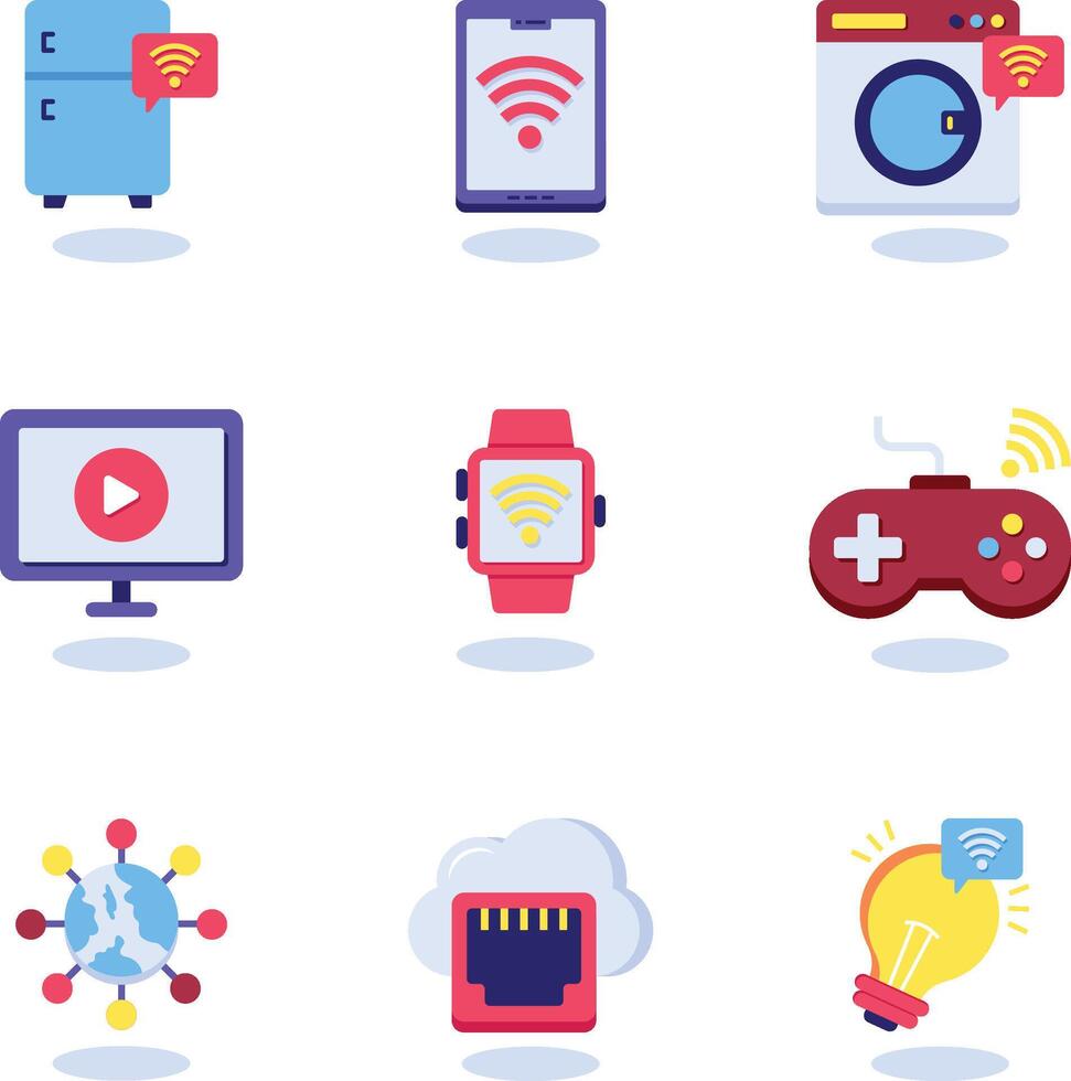 Smart Devices Set of Flat Icons and Illustrations vector