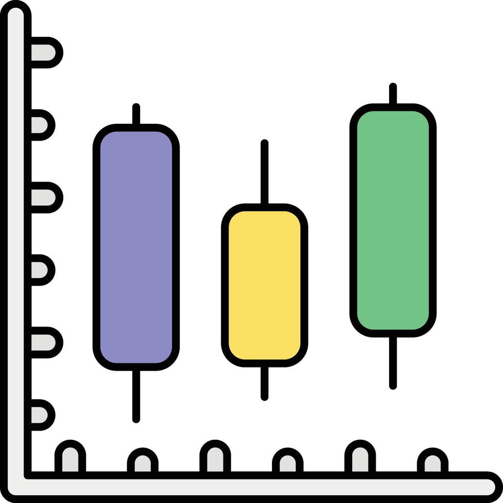 Candlestick Color Outline Icons and illustration design vector