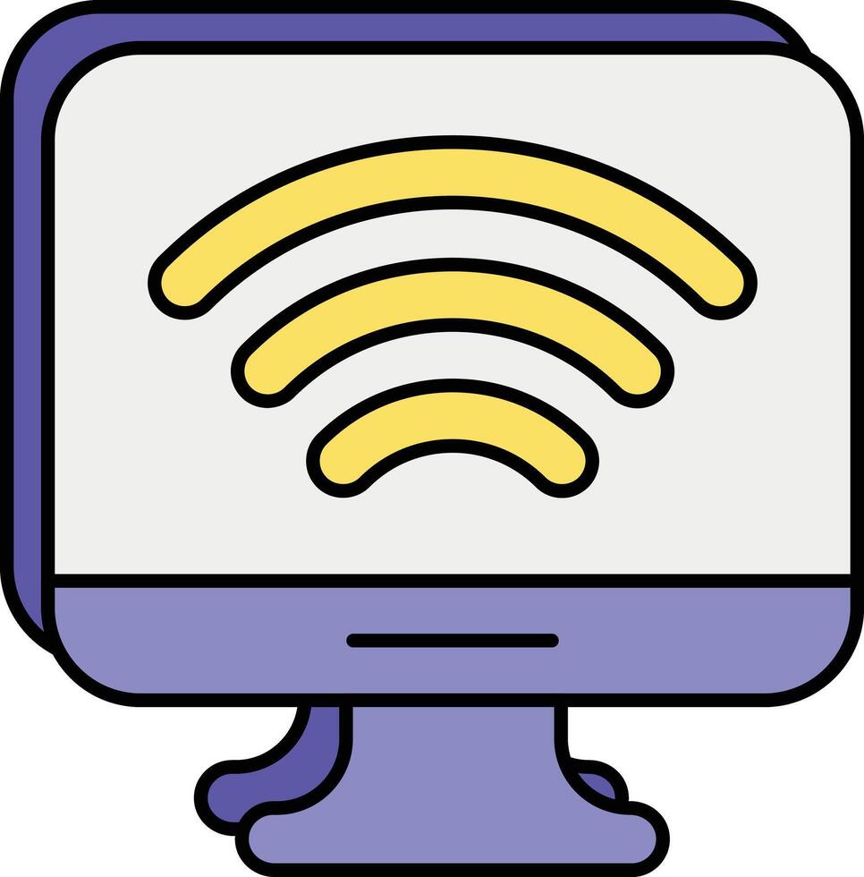 Computer Wifi Color Outline Icons and illustration design vector