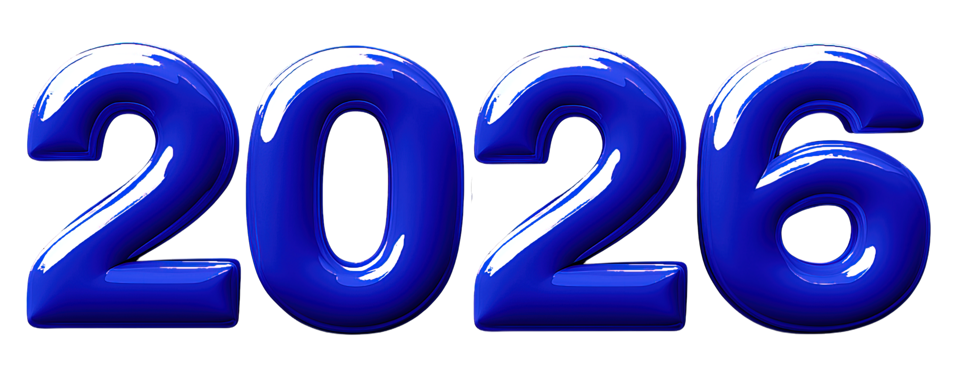 Shiny Blue 2026 Number, Isolated on Transparent Background png