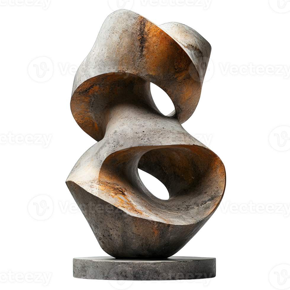 Rustic abstract stone sculpture, isolated on transparent background png