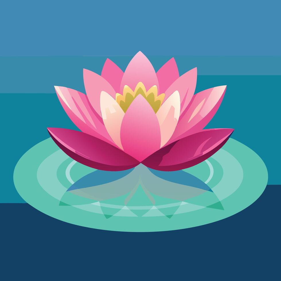 a pink lotus flower floating in a pond vector