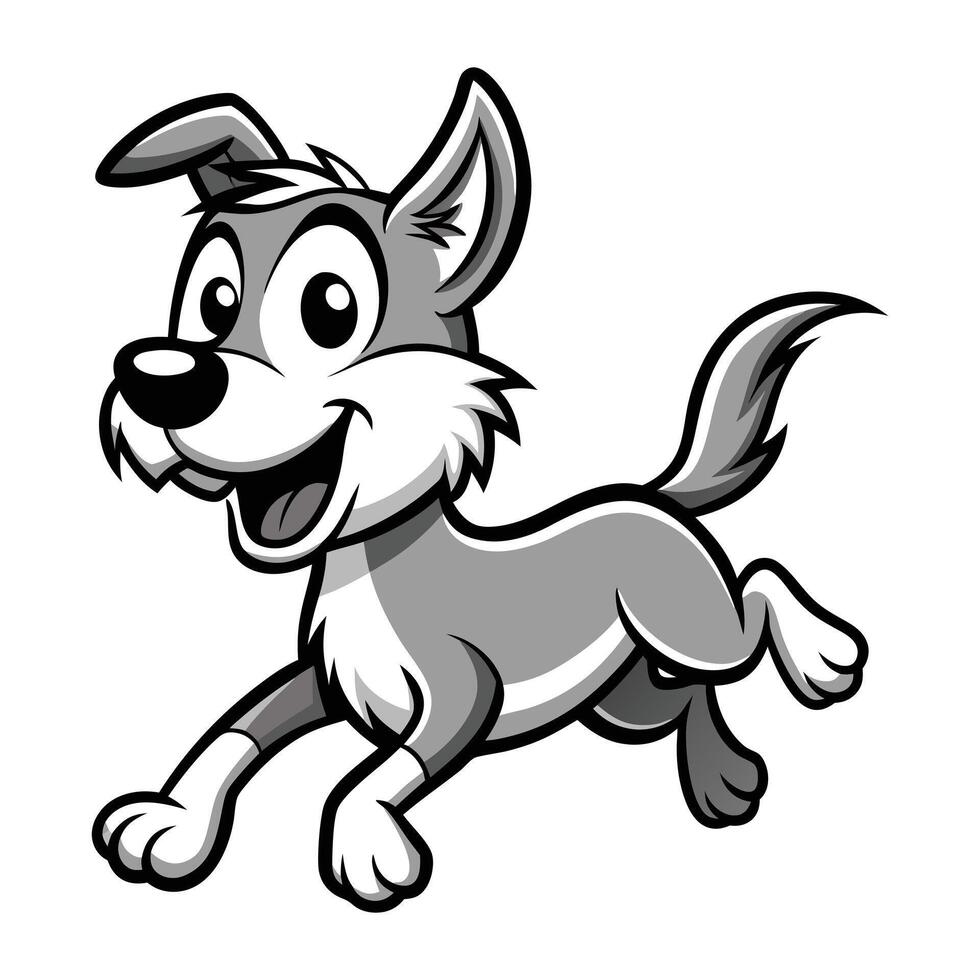 a cartoon dog running with its mouth open vector