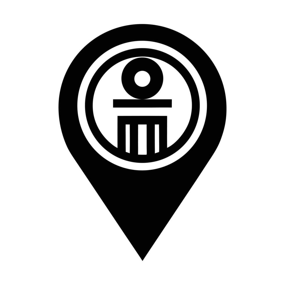 a black and white pin with a map marker vector