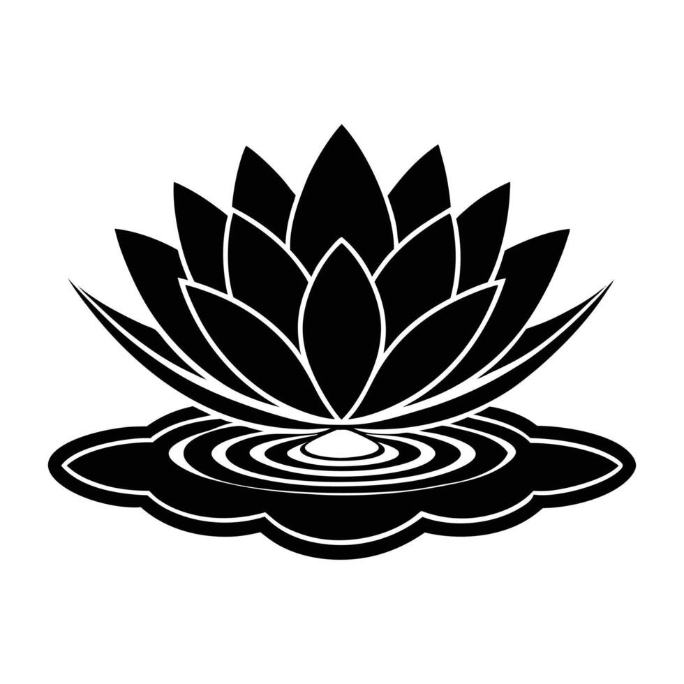 a black and white lotus flower on a white background vector