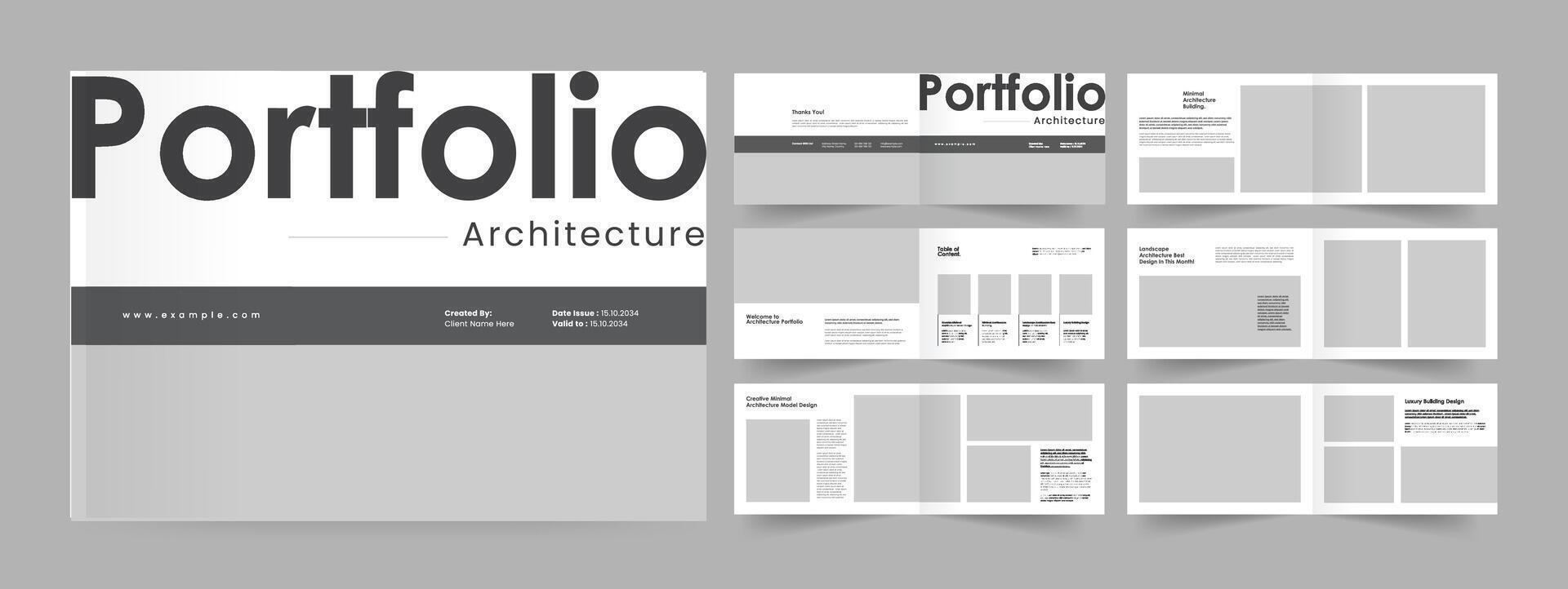 Architecture Portfolio Layout Template, landscape Architecture Portfolio , Minimal Portfolio Project Template. vector
