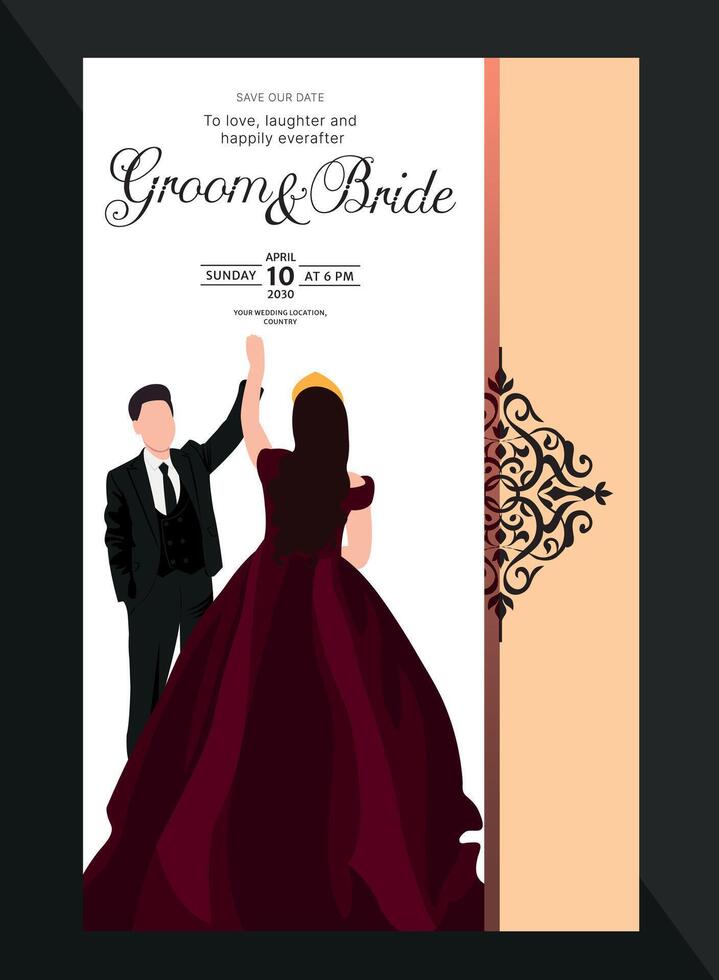 hindu wedding invitation card for sangeet ceremony having dancing couple illustration vector