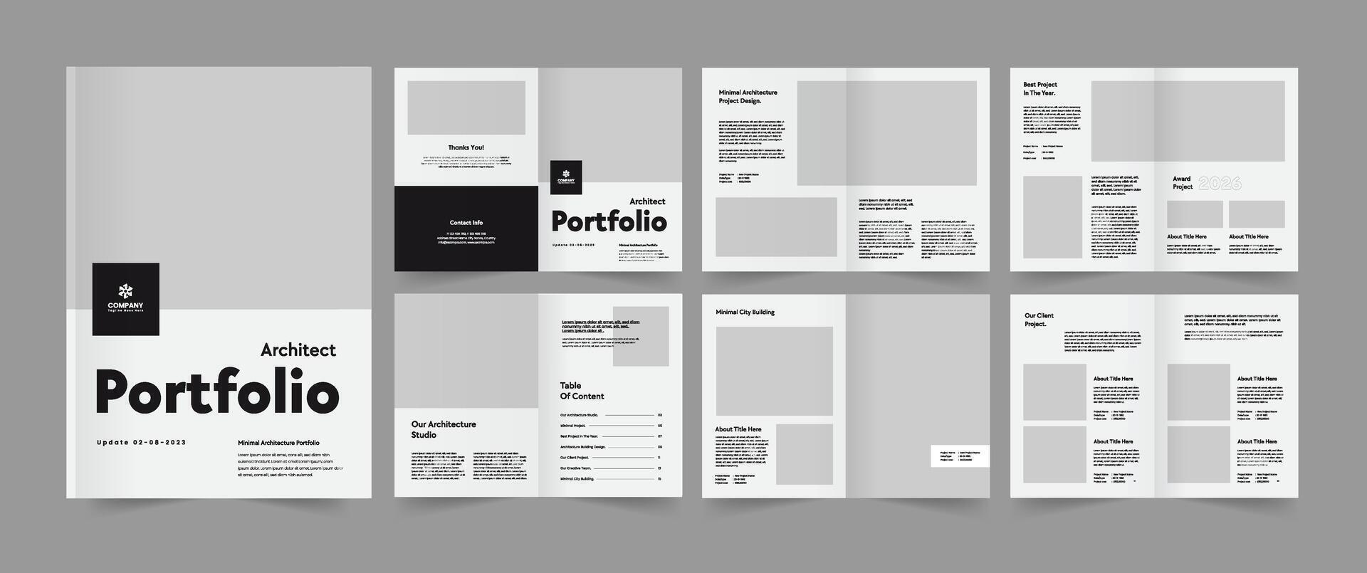 Creative Personal Portfolio Template, Architecture Portfolio Design, Photography Portfolio Album. vector