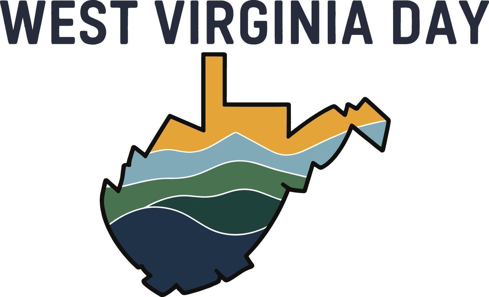 West Virginia Day Map With Layered Mountains And Text For Celebrations vector