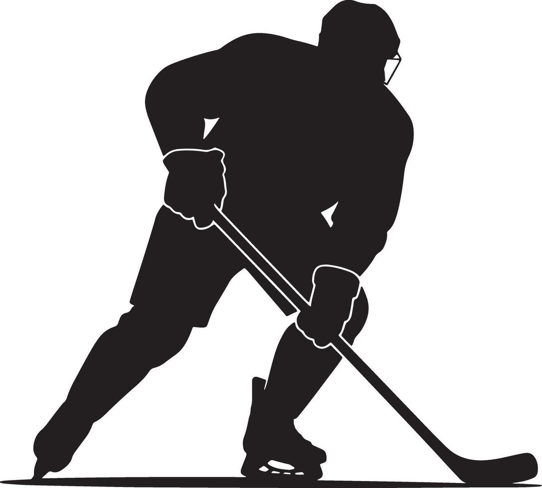 Hockey Player Silhouette Illustration Of Athlete In Action On Ice Rink vector