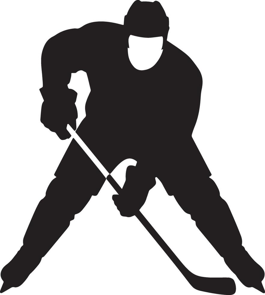Hockey Player Silhouette In Action Black And White Illustration vector