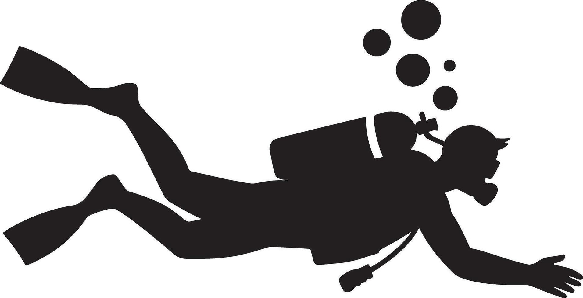 Scuba Diver Silhouette With Bubbles Underwater Adventure And Water Sport vector