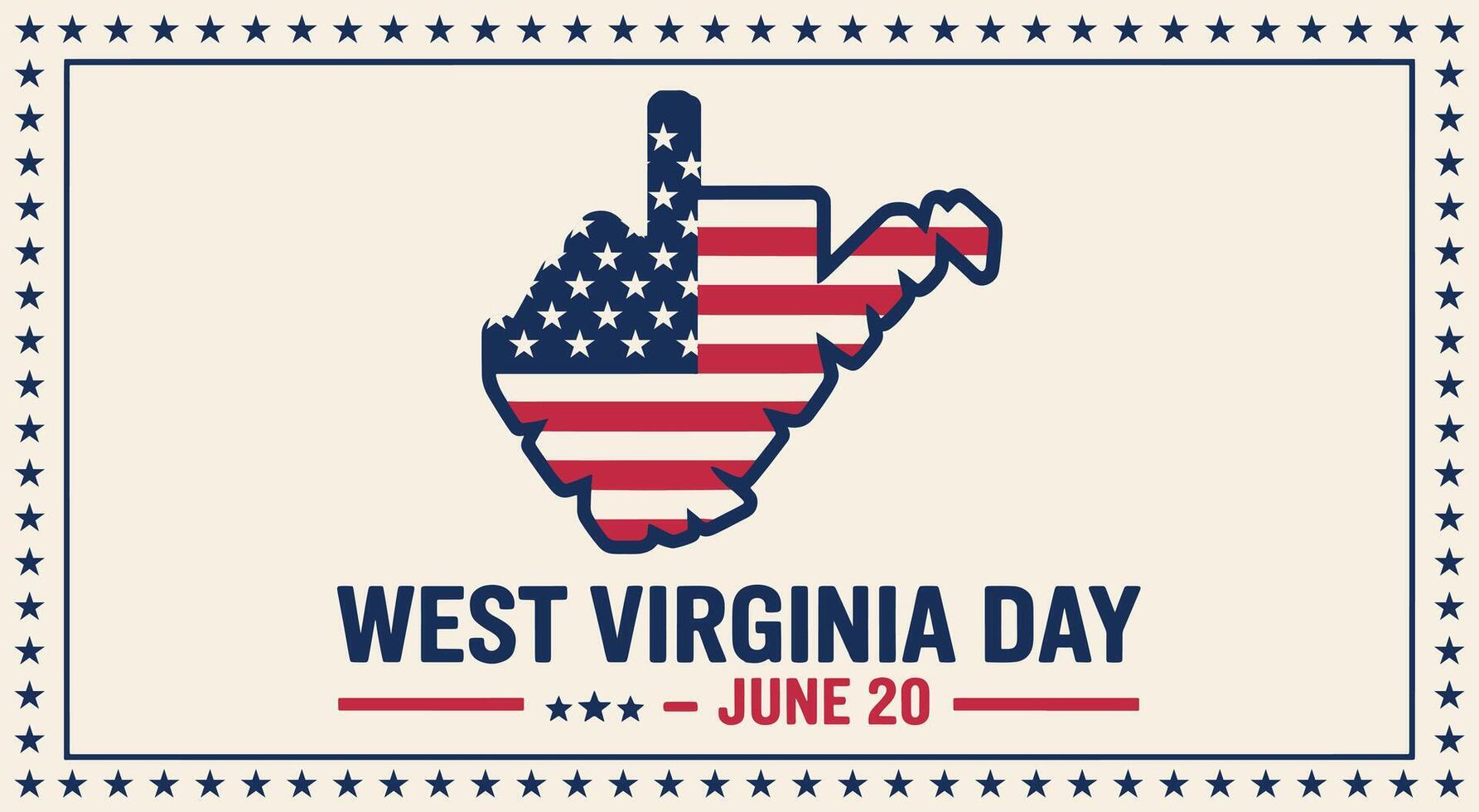West Virginia Day Celebration With American Flag Map Patriotic Illustration vector