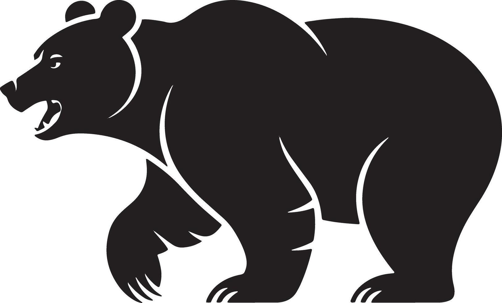 Aggressive Grizzly Bear Silhouette Standing In Profile Illustration Graphic Design vector