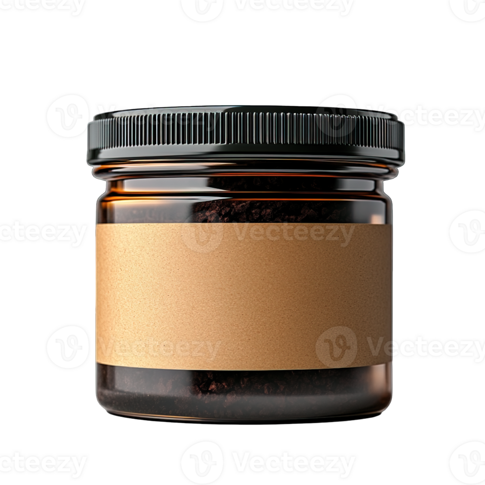 Small amber jar with blank label isolated on transparent background png