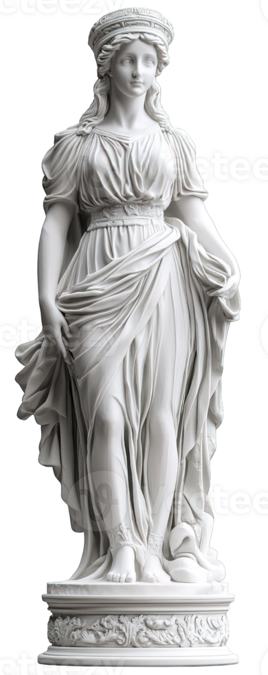 Ancient Greek-style female statue, isolated on transparent background png