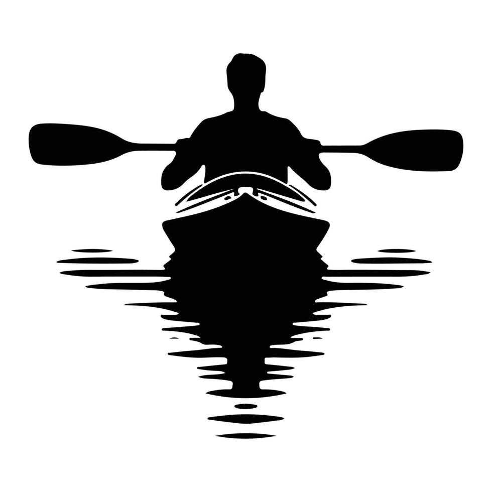 Silhouette of Man Canoeing for Fitness Fun vector