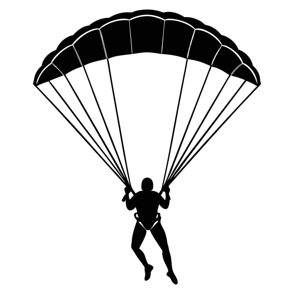Skydiving Man with Parachute High Altitude Dive vector