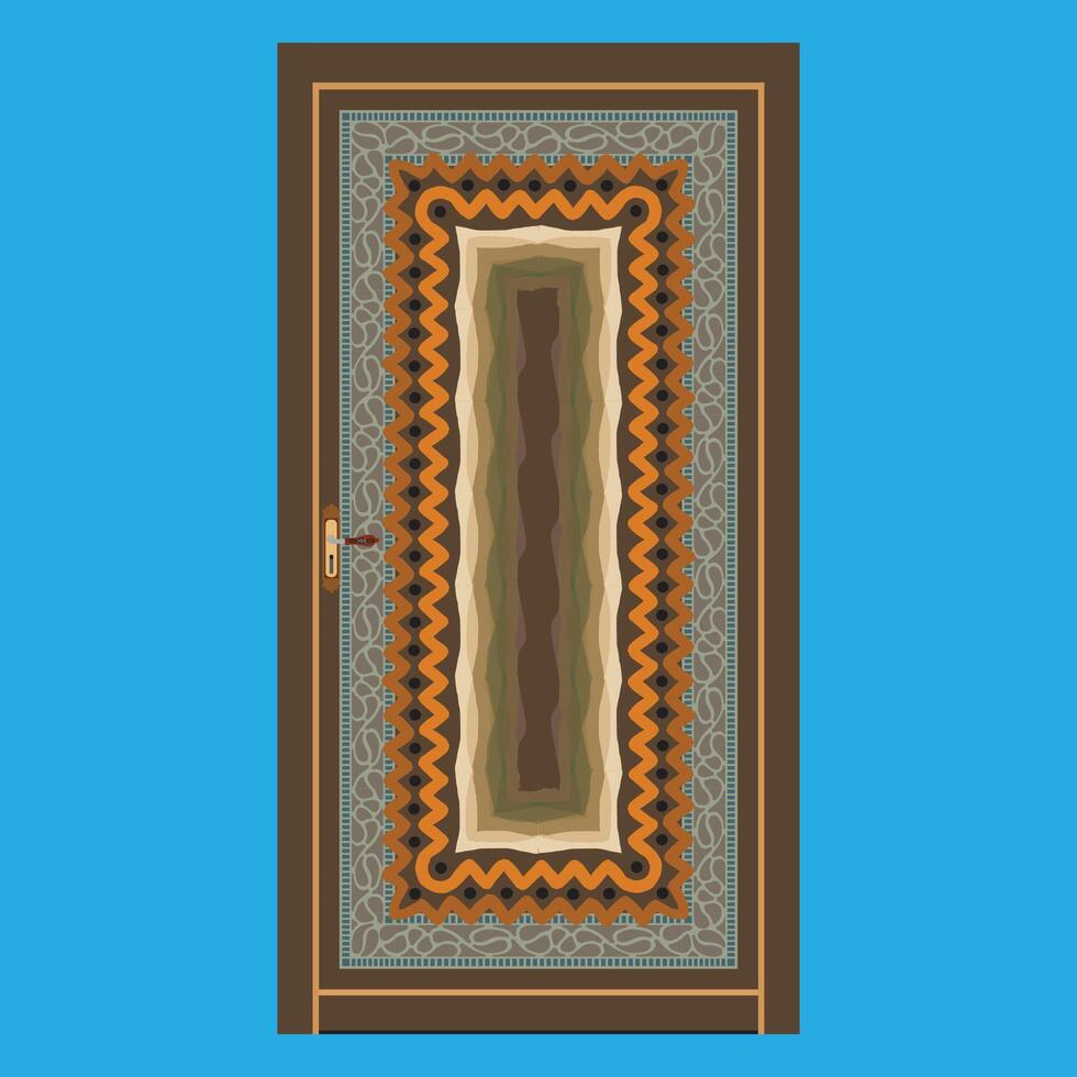 Digital print door design 3d illustration.laminated modern door design and background wallpaper vector