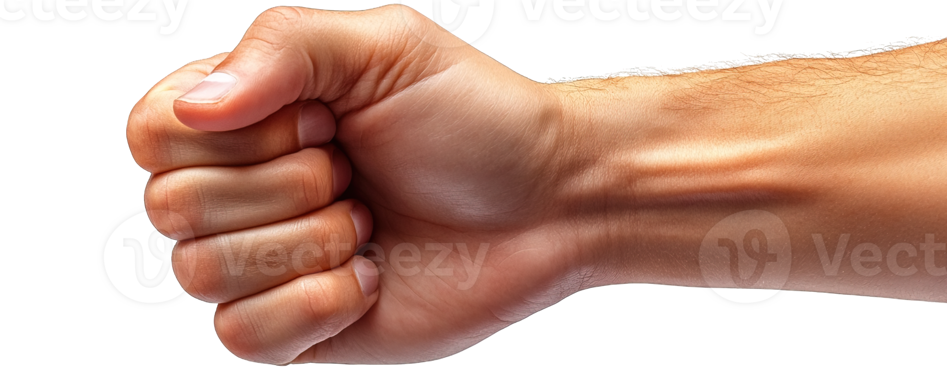 Clenched fist gesture side view, isolated on transparent background, png